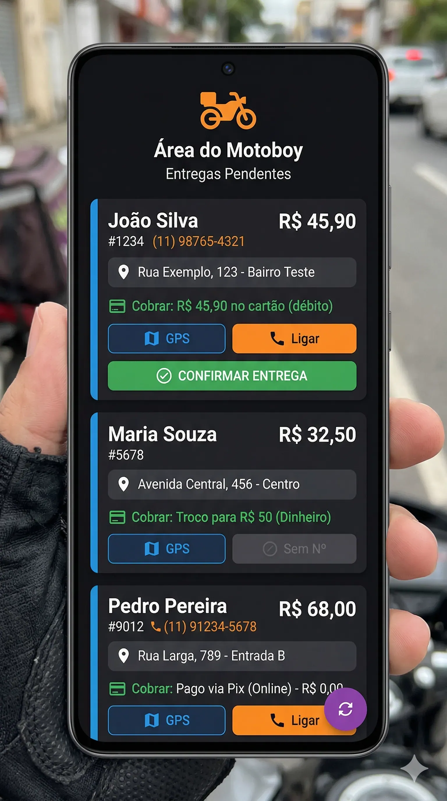 Tela de gestão dos pedidos de delivery da açaiteria