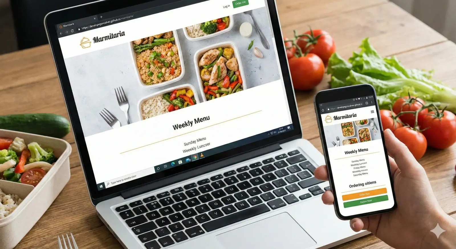 Operação de marmitaria com gestão de pedidos e delivery