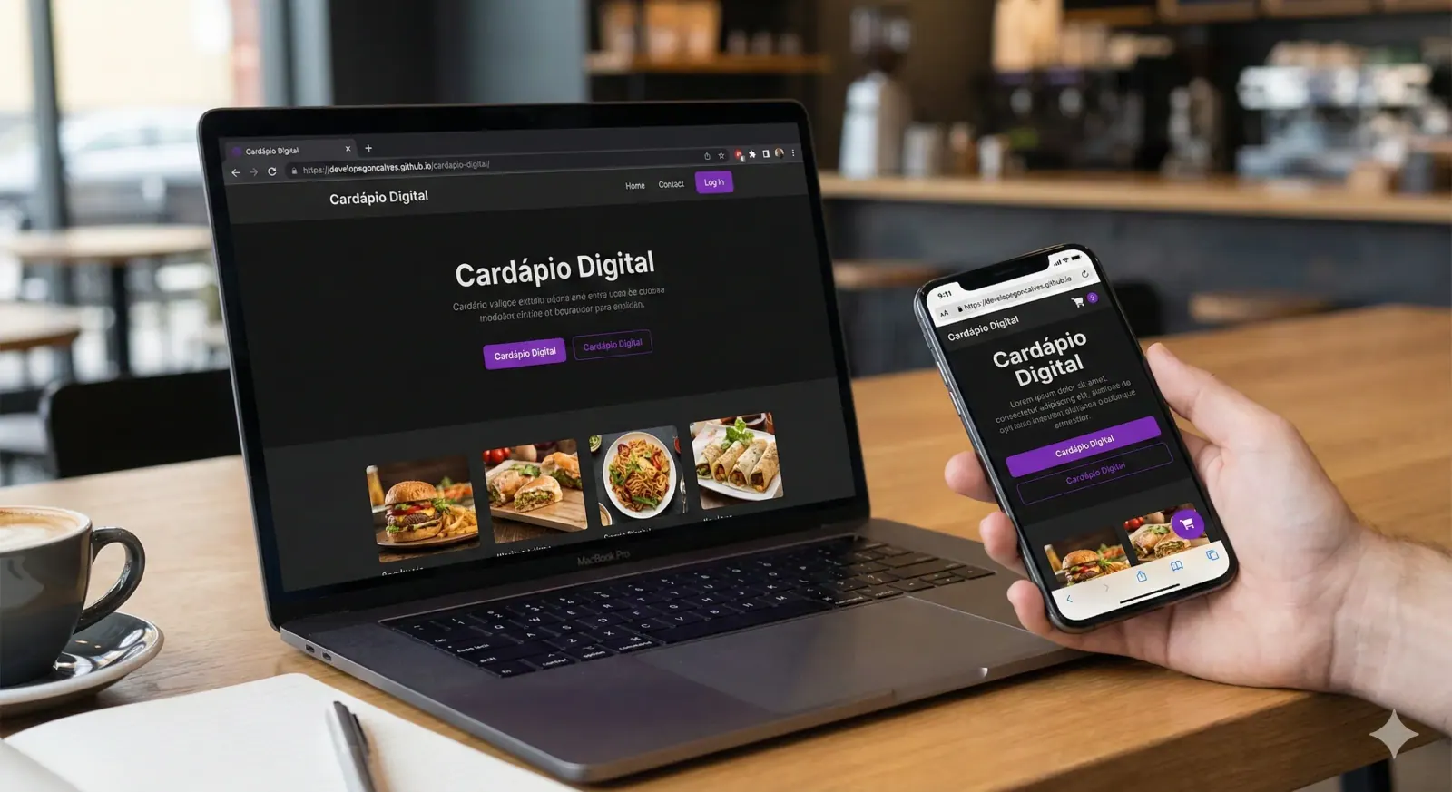 Painel administrativo do cardápio digital para gestão do delivery