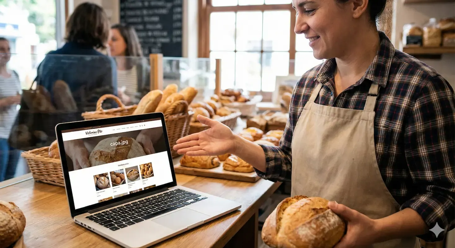 Site e cardápio digital de padaria com produtos de panificação